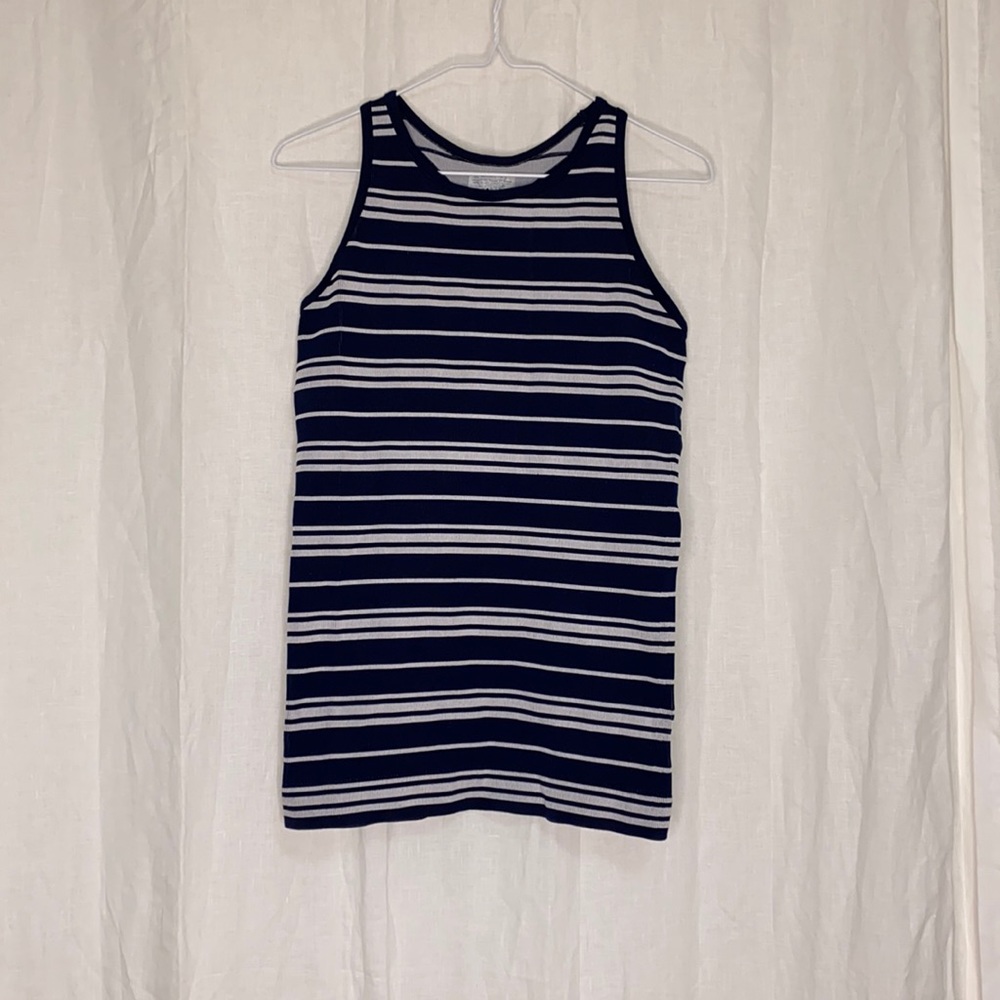 COPY - Athleta racerback navy/white striped tank